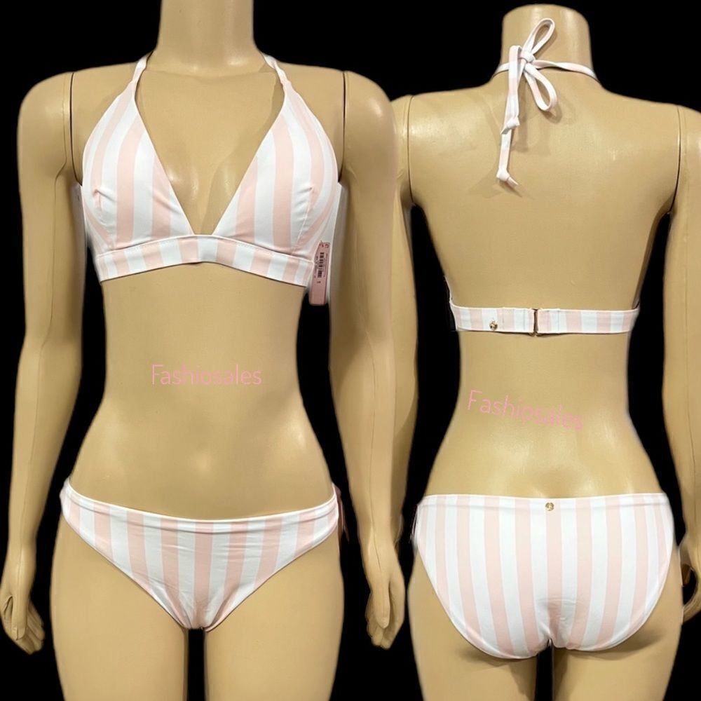 Victorias Secret Swim Removable Padding Bikini top & bottom Set pink striped